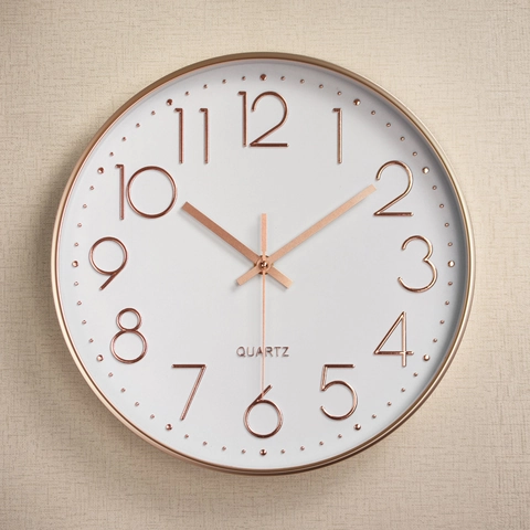 Modern Stille Wanduhr Rund Große Stereoskopische Arabische Ziffern Quarzwerk Batteriebetrieben Für Wohnzimmer Schlafzimmer Büro