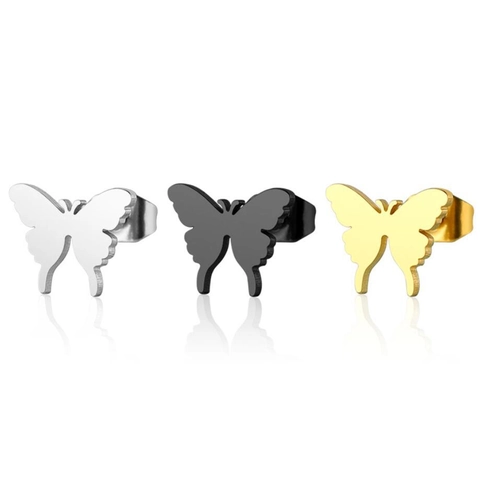 Butterfly Stud Earrings Stainless Steel Minimalist Animal Design Polished Fashion Jewelry Accessories For Women