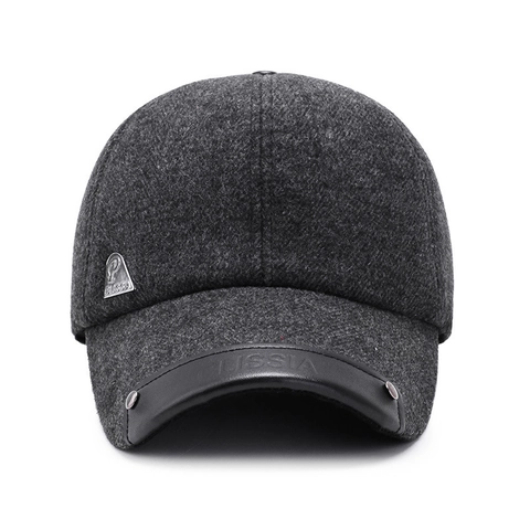 Cappello Da Baseball Invernale Da Uomo Tessuto Lana Paraorecchie Pieghevoli Regolabile Caldo Casual
