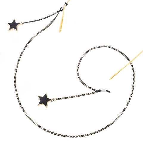 Glasses Chain Metal Black Star Pendant Anti Slip Silicone Loops Fashion Eyewear Strap Neck Lanyard Women