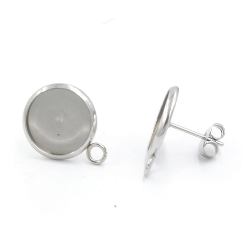 Basi Orecchini Acciaio Inossidabile Lucidato A Specchio Castone Vuoto Con Asola Per Creazione Gioielli DIY