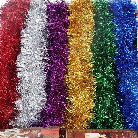 Christmas Tinsel Garland Metallic Shiny Plastic Hanging Ribbon For Tree Wedding Party Room Decoration