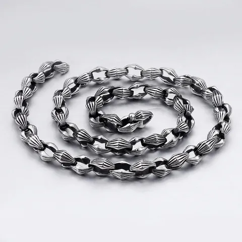 Collar De Acero Inoxidable Para Hombre Estilo Industrial Punk Rock Cadena De Eslabones De Husillo Joyería De Metal
