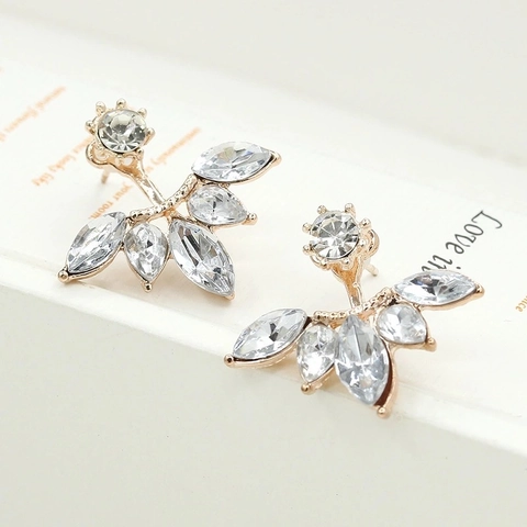 Daisy Flower Stud Earrings Alloy Marquise Zircon Elegant Shiny Jewelry With Silver Earring Post For Women
