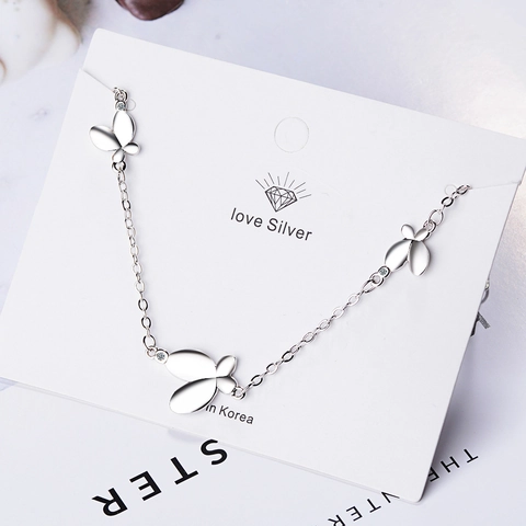 Bracelet Charm Papillon Douce de Style Coréen Pour Femmes Bijoux Cadeau Chaîne Réglable Incrustée de Strass Plaquée Platine en Cuivre