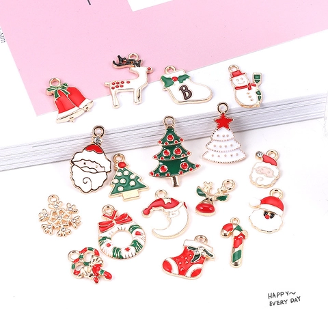 Kerst Bedeltjes Legering Emaille Kerstman Sneeuwpop Rendier Boom Hangers Voor DIY Sieraden Maken Accessoires Vakantie