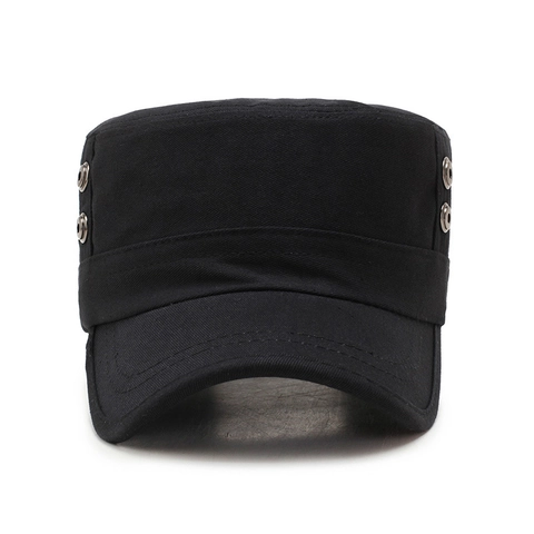Cadet Cap Men Women Cotton Flat Top Hat Military Style Adjustable Sun Protection Outdoor Solid Color Military Patrol Hat