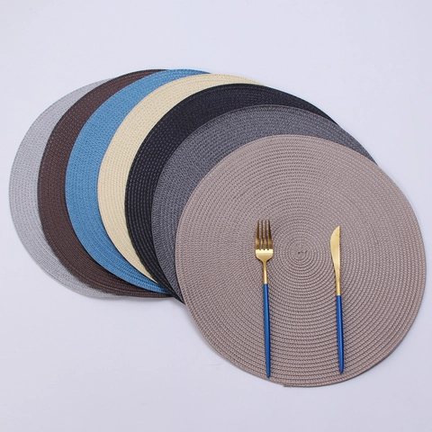 Round Woven Placemats PP Heat Resistant Non Slip Table Mats For Kitchen Dining Wedding Party Nordic Style