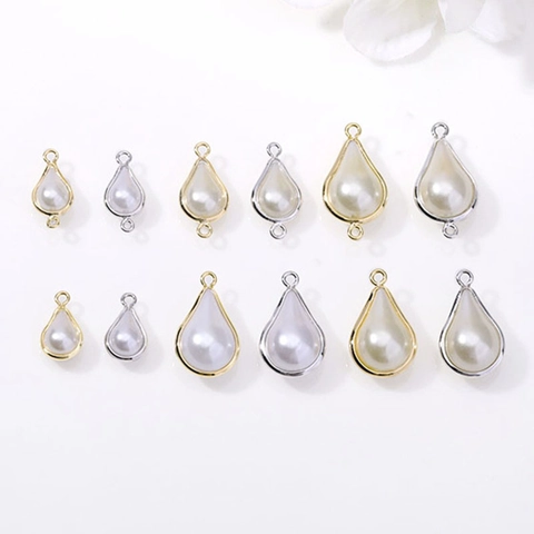 Forma Di Goccia D'acqua Imitazione Perla Artificial Pendenti Lega Di Rame Oro Argento Placcato Goccia DIY Gioielli Che Fanno Charms
