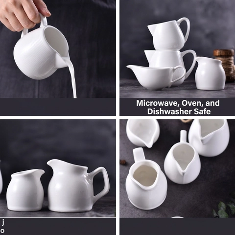 Bricco Per Crema In Ceramica Brocca Per Latte In Porcellana Bianca Piccola Salsiera Con Manico Resistente Al Calore Per Caffè Moderno Minimalista