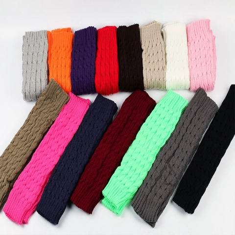 Damen Beinstulpen Zopfmuster Slouchy Stiefelstulpen Acryl Winter Warm Dick Gerippt Einfarbig Mode