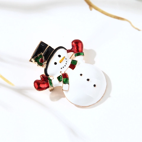 Spilla Pupazzo Di Neve Di Natale Lega Rhinestone Smalto Spilla Festivo Vacanza Cartone Animato Gioielli Regalo