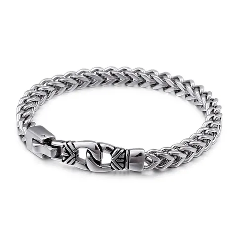 Heren Armband Van Roestvrij Staal Met Tarweketting En Oneindigheidssymbool Sluiting Gepolijst Industrieel Ontwerp
