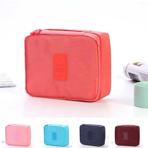 Portable Makeup Bag Oxford Fabric Large Capacity Travel Toiletry Storage Organizer With Handle Zipper Closure Stylish