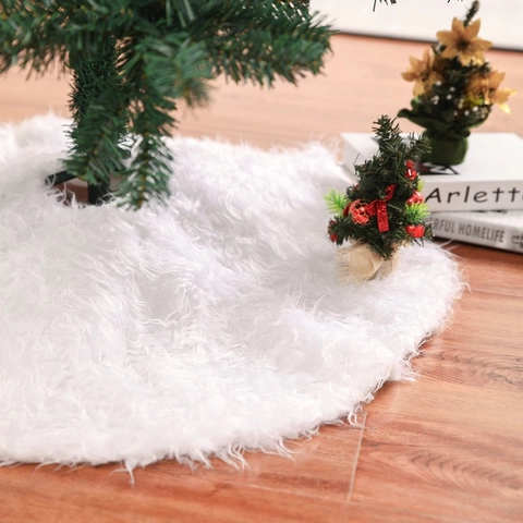 Gonna Per Albero Di Natale Bianca Peluche Ecopelliccia Tappeto Rotondo Decorazione Casa Festa Morbido Soffice Neve