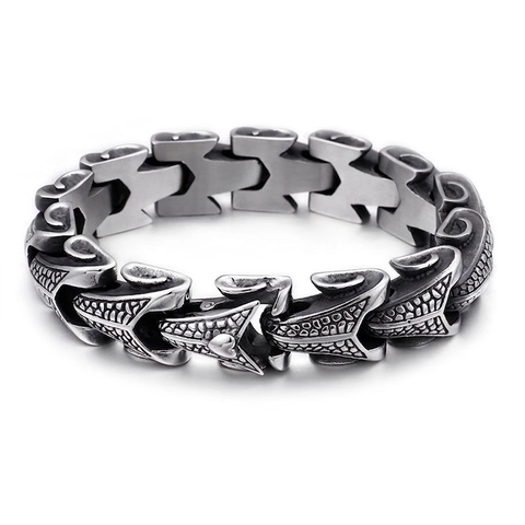 Bracciale Uomo Catena Chiglia Scaglie Di Drago Acciaio Inossidabile 316L Punk Gotico Biker Gioielli