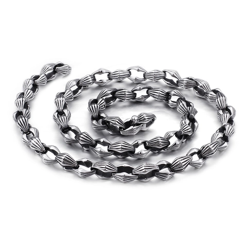 Collana E Bracciale Da Uomo In Acciaio Inossidabile Catena A Mandrino Punk Rock Retro Hip Hop Gioielli