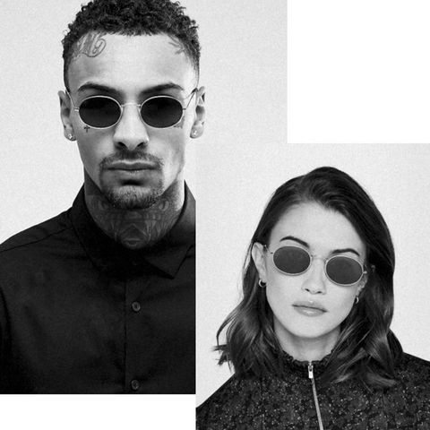 Occhiali Da Sole Ovali Vintage Montatura In Metallo Protezione UV400 Retro Punk Hip Hop Per Uomini E Donne