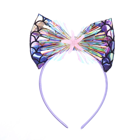 Diadema De Sirena Holográfica Escamas De Pescado Lazo Brillante Estrella De Mar Concha Accesorio Para Pelo Niñas Fiesta Cumpleaños