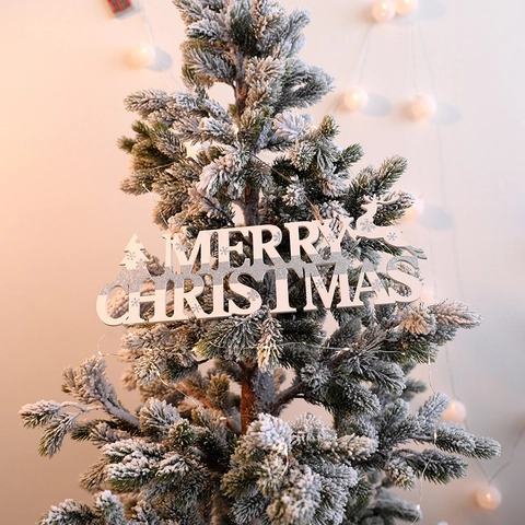 Merry Christmas Hanging Sign Wooden Letter Plaque Glitter Reindeer Tree Ornament Festive Home Party Wall Decor