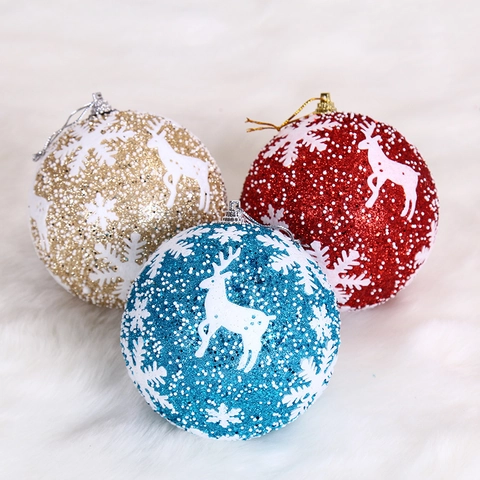 Boules De Noël Scintillantes Motif Renne Flocon De Neige Pendentifs Décoration Arbre De Noël Fête Maison Décor