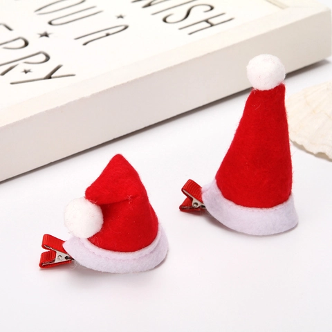 Mini Kerstmanmuts Haarclips Kerst Pluche Vilt Metalen Alligator Pin Rood Wit Schattig Feest Decoratie Accessoire