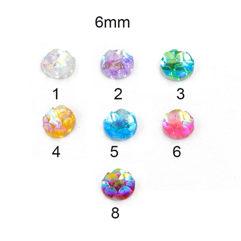 Cabochon Rotondi A Scaglie Di Pesce Resina Placcata AB Iridescente Colorata Sfumata Fondo Piatto Decorazione Gioielli DIY