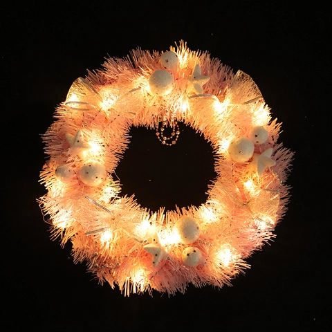 Corona De Navidad Rosa Guirnalda Con Cadena De Cuentas Plateadas Lazos Estrellas De Espuma Copos De Nieve PVC Para Decoración De Fiesta