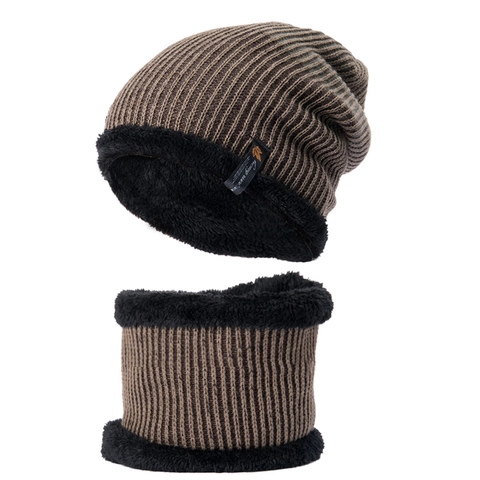 Berretto In Maglia Invernale Da Uomo E Sciarpa Foderato In Pile Spesso Caldo Beanie Per Sci All'Aperto