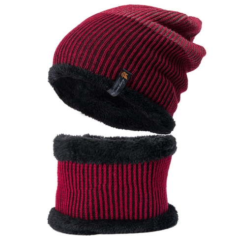 Berretto In Maglia Invernale Da Uomo E Sciarpa Foderato In Pile Spesso Caldo Beanie Per Sci All'Aperto