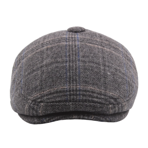 Gorra Plana Vintage A Cuadros Para Hombre De Lana Gruesa Cálida Para Invierno Sombrero Con Protección Para Orejas Ajustable