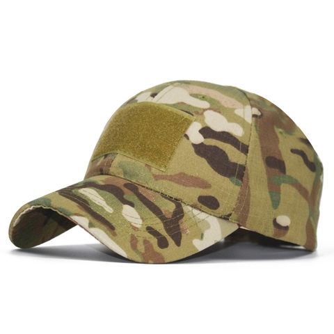Tactical Camouflage Baseball Cap Outdoor Military Style Adjustable Cotton Canvas Hat With Front Velcro Area
