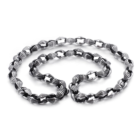 Collar De Acero Inoxidable Para Hombre Estilo Industrial Punk Rock Cadena De Eslabones De Husillo Joyería De Metal