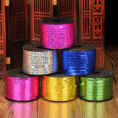 Holografisch Laser Ballonlint Plastic Glanzend Cadeauverpakkingslint Metallic Krullint Voor Bruiloft Feest Decoratie