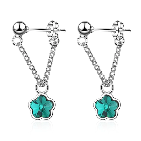 Orecchini Pendenti A Fiore Con Perno In Argento Sterling 925 E Cristallo Colorato Gioielli Coreani Dolci Per Donne