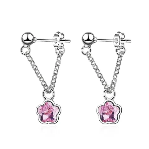 Orecchini Pendenti A Fiore Con Perno In Argento Sterling 925 E Cristallo Colorato Gioielli Coreani Dolci Per Donne