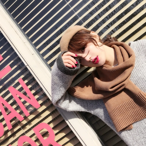Korean Chic Women Short Knit Scarf Thickened Warm Acrylic Wool Solid Color Ribbed Neck Warmer For Autumn Winter Daily