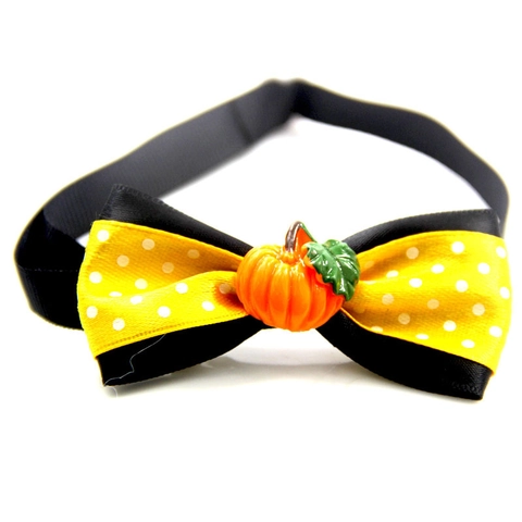 Papillon Di Halloween Per Animali Domestici Collare Regolabile In Nastro Con Zucca In Resina Per Piccoli Cani Gatti