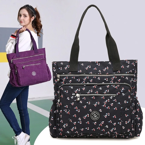 Frauen Große Kapazität Nylon Tragetasche Multi Tasche Wasserdicht Leichte Schulter Handtasche Für Reisen Pendeln