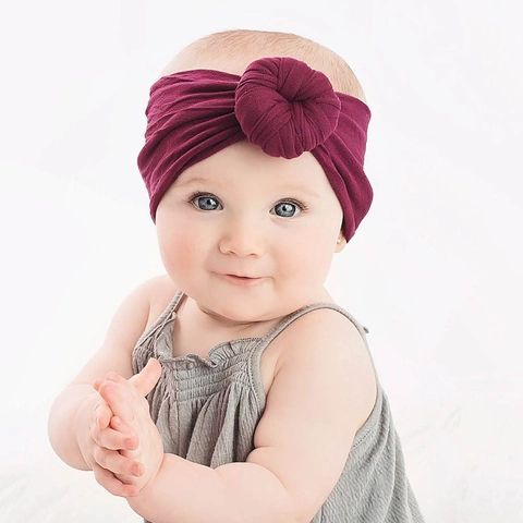 Baby Turban Headband Soft Nylon Elastic Donut Knot Hair Band For Newborn Toddlers Kids
