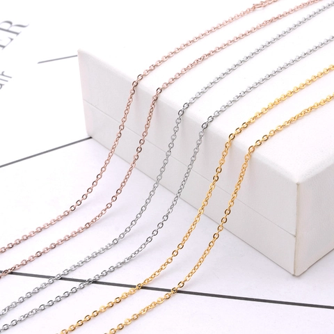Collar De Cadena De Acero Inoxidable Mujer Oro Plata Oro Rosa Acero Titanio Cadena De Caja Joyería