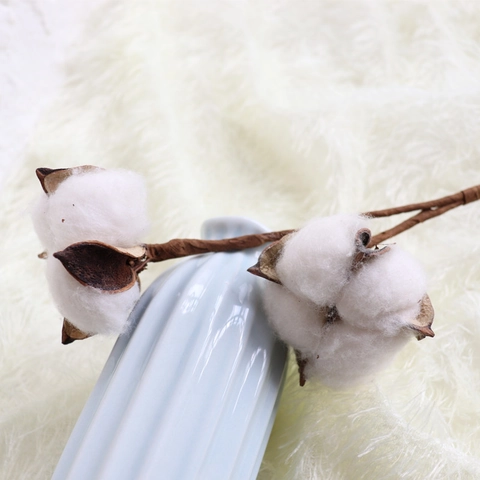Decorative Natural Dried Cotton Stems Branches With Iron Wire Handmade DIY Floral Arrangement Home Decor