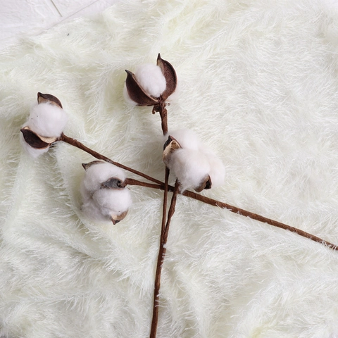 Decorative Natural Dried Cotton Stems Branches With Iron Wire Handmade DIY Floral Arrangement Home Decor