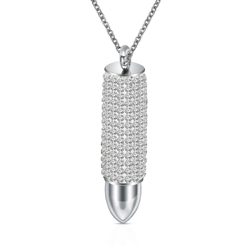 Collana Con Pendente A Proiettile Acciaio Inossidabile 304 Intarsiato Con Strass Gioielli Hip Hop Unisex Regalo