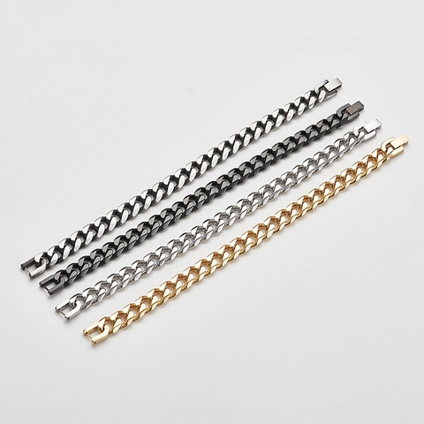 Heren Cubaanse Schakelarmband Roestvrij Staal Vintage Gepolijst Hip Hop Street Style Sieraden Accessoire Voor Mannen