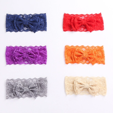 Double Layer Mesh Lace Bow Baby Headband Elastic Soft Turban For Toddler Girls Birthday Party Photography Hair Accessories