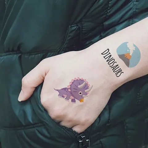 Tatuaggi Temporanei Dinosauri Impermeabili Per Bambini Simpatici Disegni Animali Cartoni Animati Body Art T-Rex Bomboniere Ragazzi