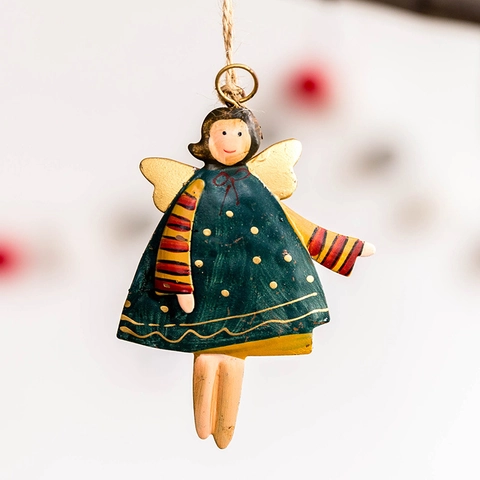 Ornamenti Appesi Angelo Di Natale Metallo Ferro Dipinto A Mano Retro Rustico Decorazione Albero Di Vacanze