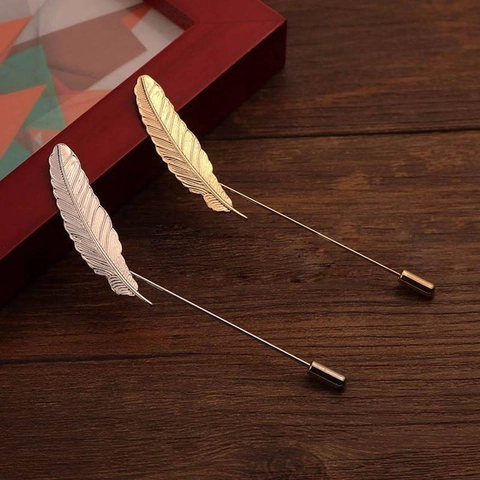 Vintage Legierung Feder Blatt Reversnadel Brosche Für Herren Damen Business Anzug Hochzeit Bankett Bekleidungszubehör Gold Silber