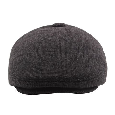 Gorra Plana Retro Para Hombre De Cuadros Invierno Cálida Mezcla De Lana Ivy Newsboy Sombrero Con Orejeras Estilo Británico